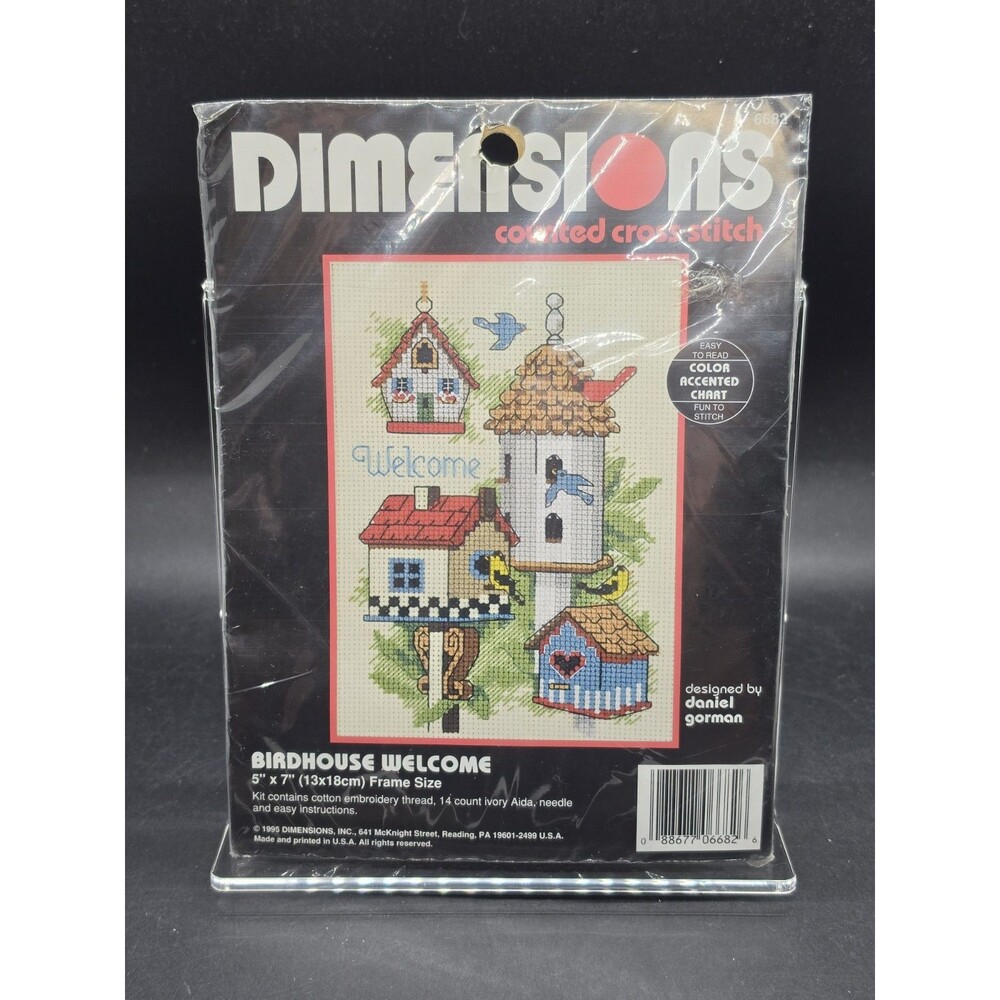 Dimensions Counted Cross Stitch Kit 5x7 "Birdhouse Welcome" 6682 New Sealed